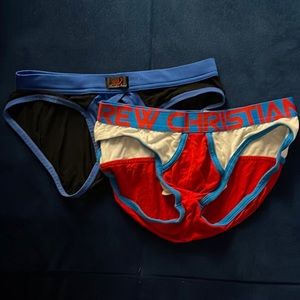 Two briefs red size S and  blue size M
